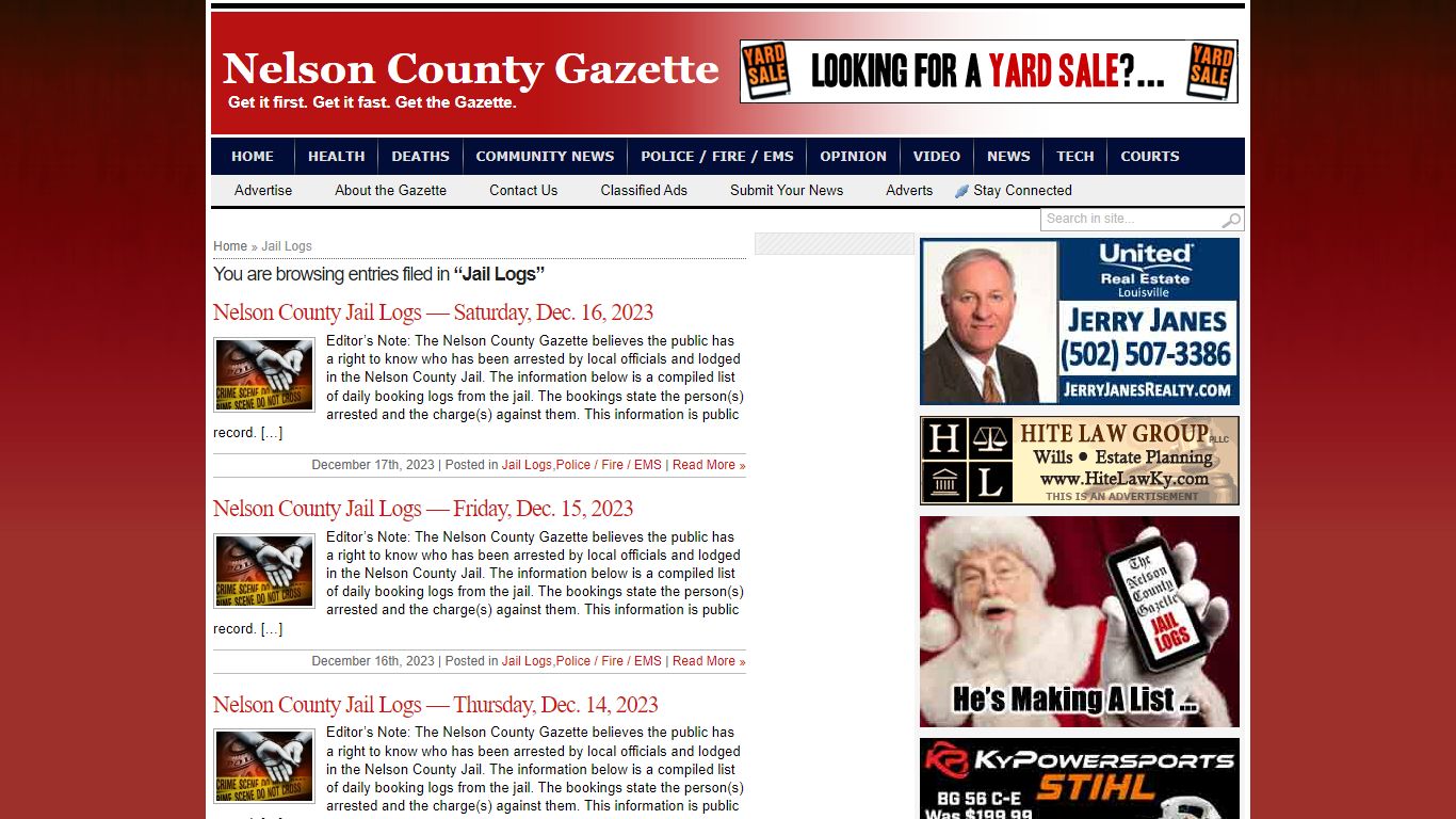 Jail Logs - Nelson County Gazette